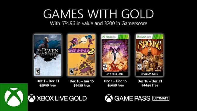 Xbox Live Gold Aralık 2020 Oyunları